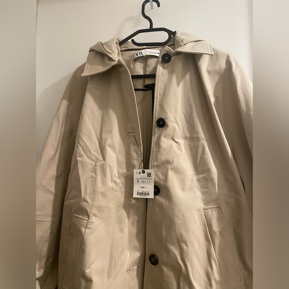 Zara women’s NWT beige hooded  trench Cait size XS - Picture 1 of 14